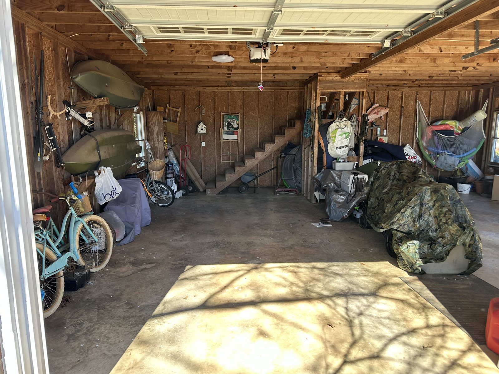Before · the barn floor, cluttered and stained