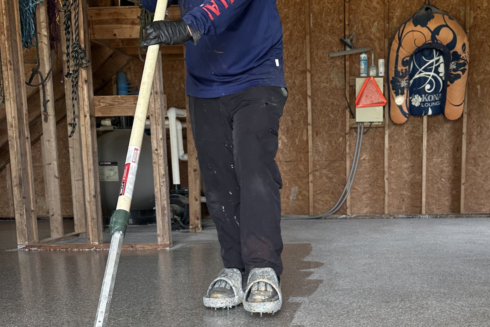 Anti-slip goes in the mix, not on top