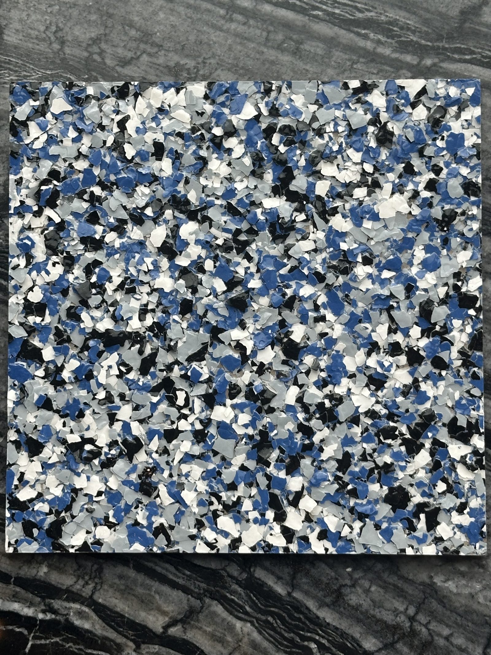 Royal blue flake sample board
